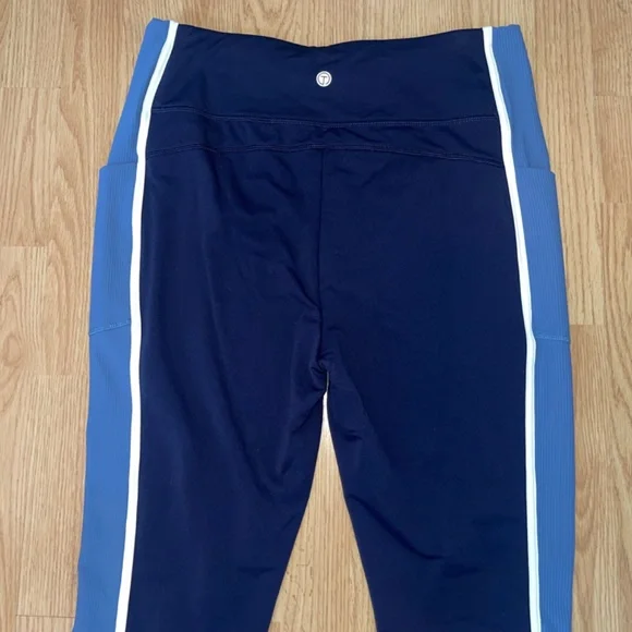 T By Talbots Indigo Blue Luxe Fleeceback Colorblock Full Length Leggings SizeXLP - Picture 11 of 11